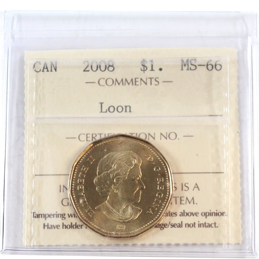 2008 Canada Loon Dollar ICCS Certified MS66