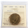 2008 Olympic Canada Loon Dollar ICCS Certified MS66