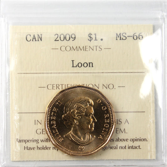 2009 Canada Loon Dollar ICCS Certified MS66