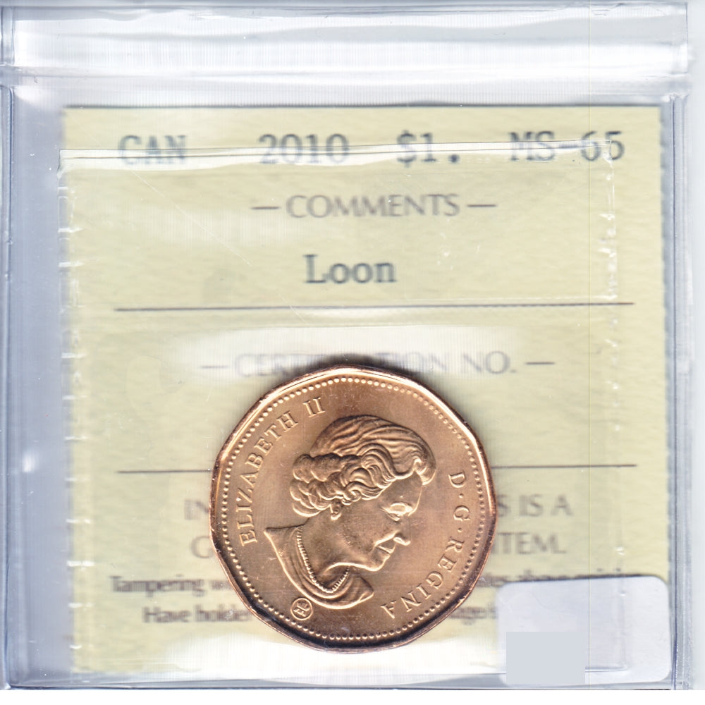 2010 Small Beads Canada Loon Dollar ICCS Certified MS65