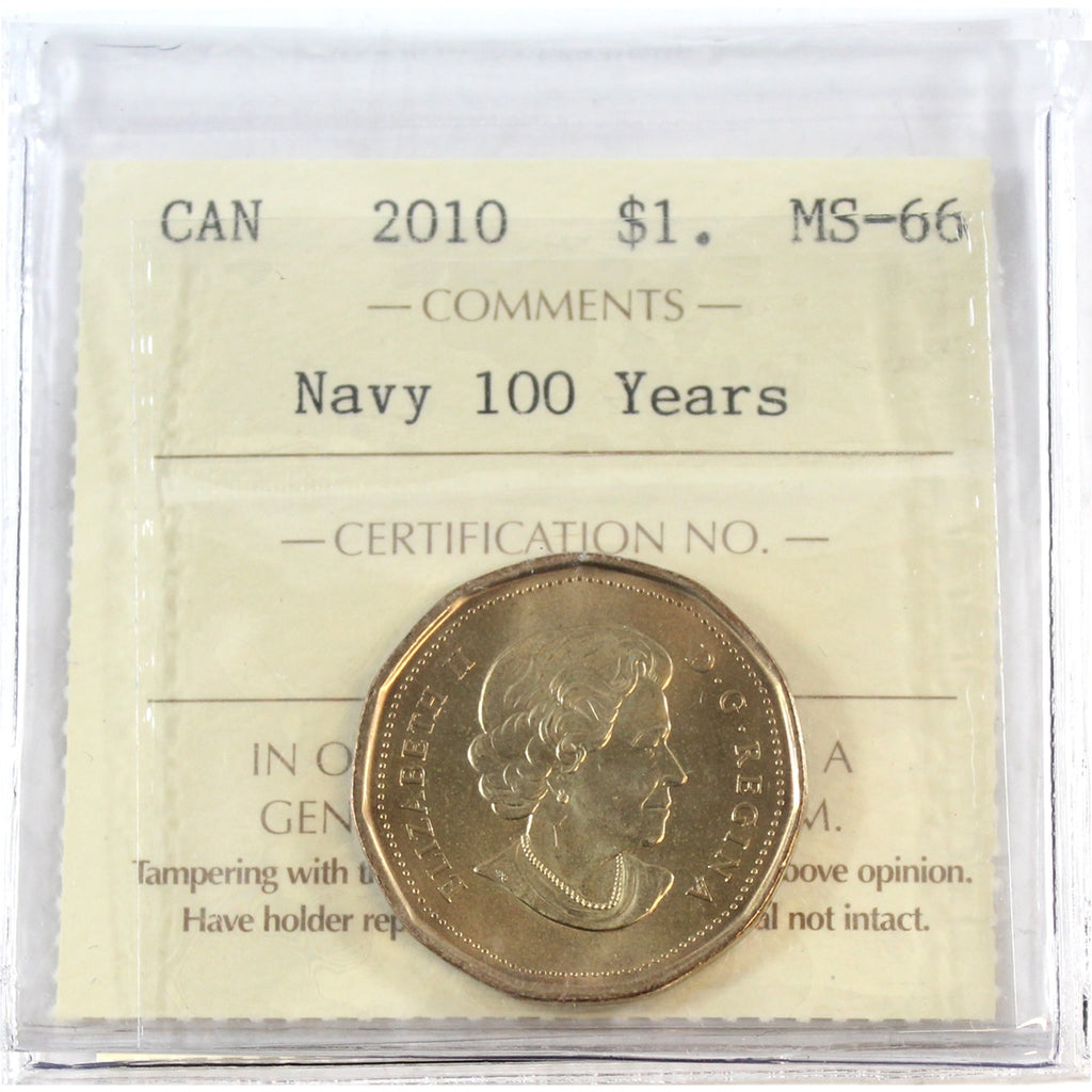 2010 Navy 100 Years Canada Dollar ICCS Certified MS66