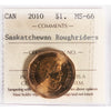 2010 Saskatchewan Roughriders Canada Dollar ICCS Certified MS66