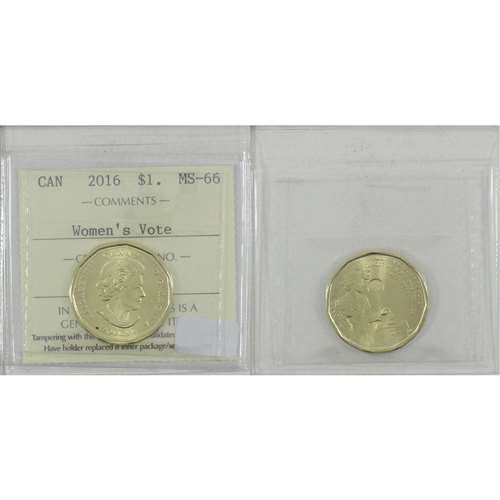 2016 Canada Women's Right to Vote Dollar ICCS Certified MS66