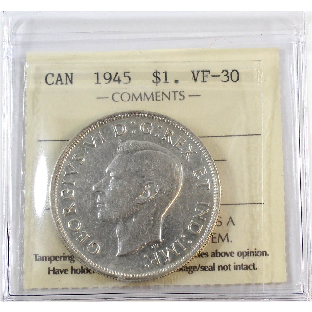 1945 Canada Dollar ICCS Certified VF30