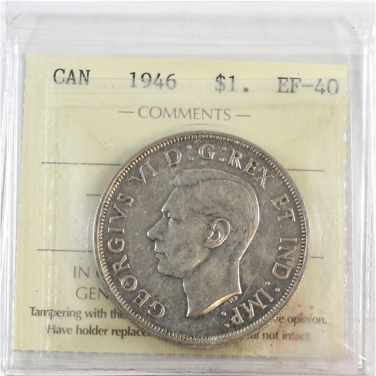1946 Canada Dollar ICCS Certified EF40