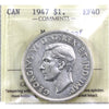 1947 Blunt 7 Canada Dollar ICCS Certified EF40