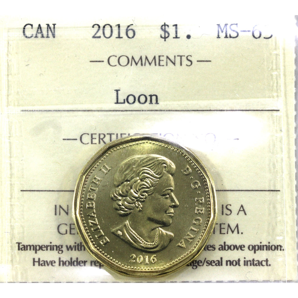 2016 Canada Loon Dollar ICCS Certified MS65
