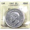 1947 Blunt 7, 7/7 Canada Dollar ICCS Certified MS60