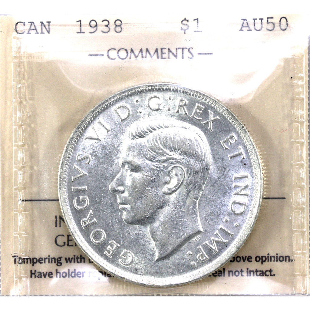 1938 Canada Dollar ICCS Certified AU50