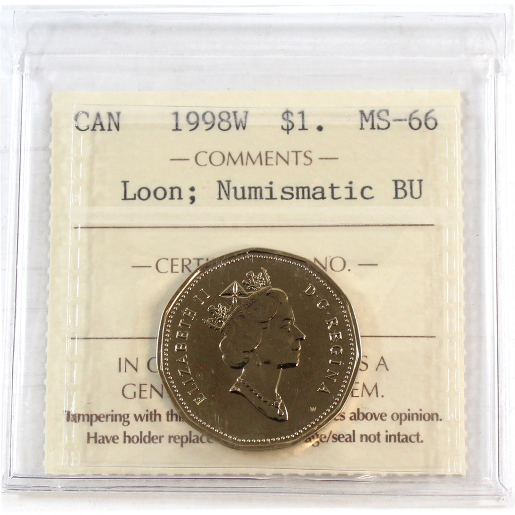 1998W Canada Loon Dollar ICCS Certified MS66  NBU