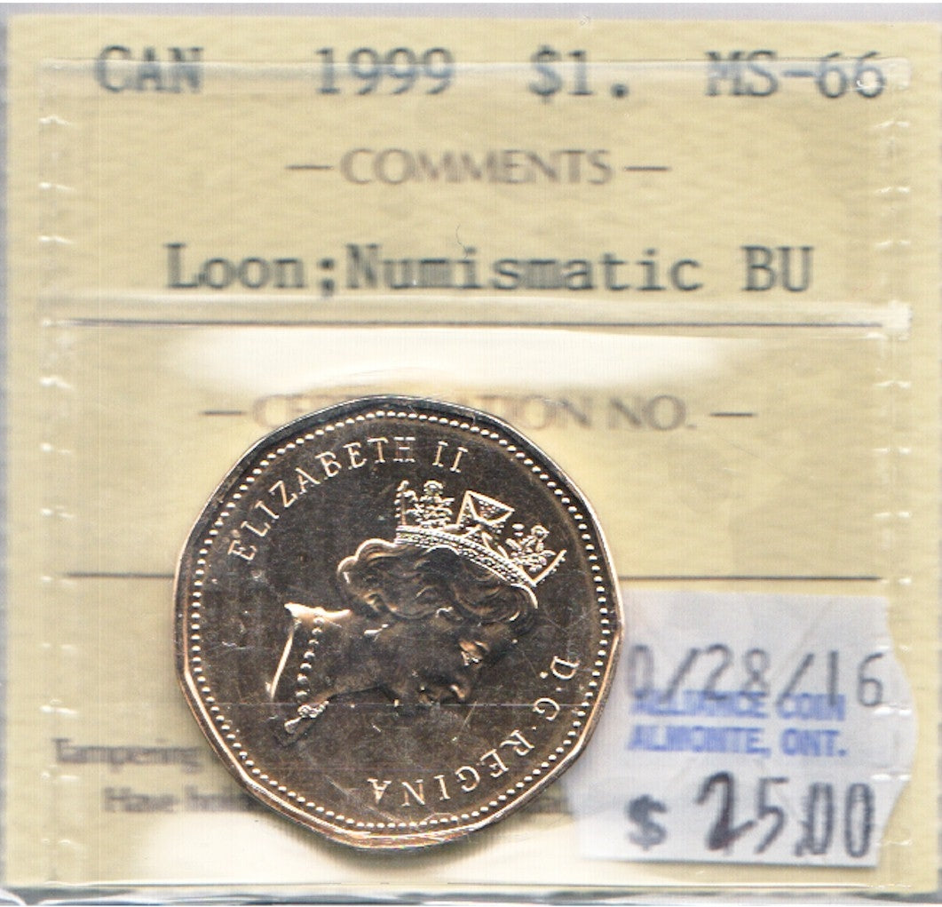 1999 Canada Loon Dollar ICCS Certified MS66 NBU