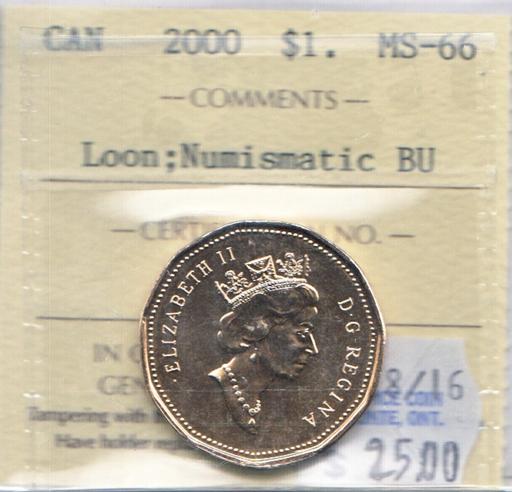 2000 Canada Loon Dollar ICCS Certified MS66 NBU