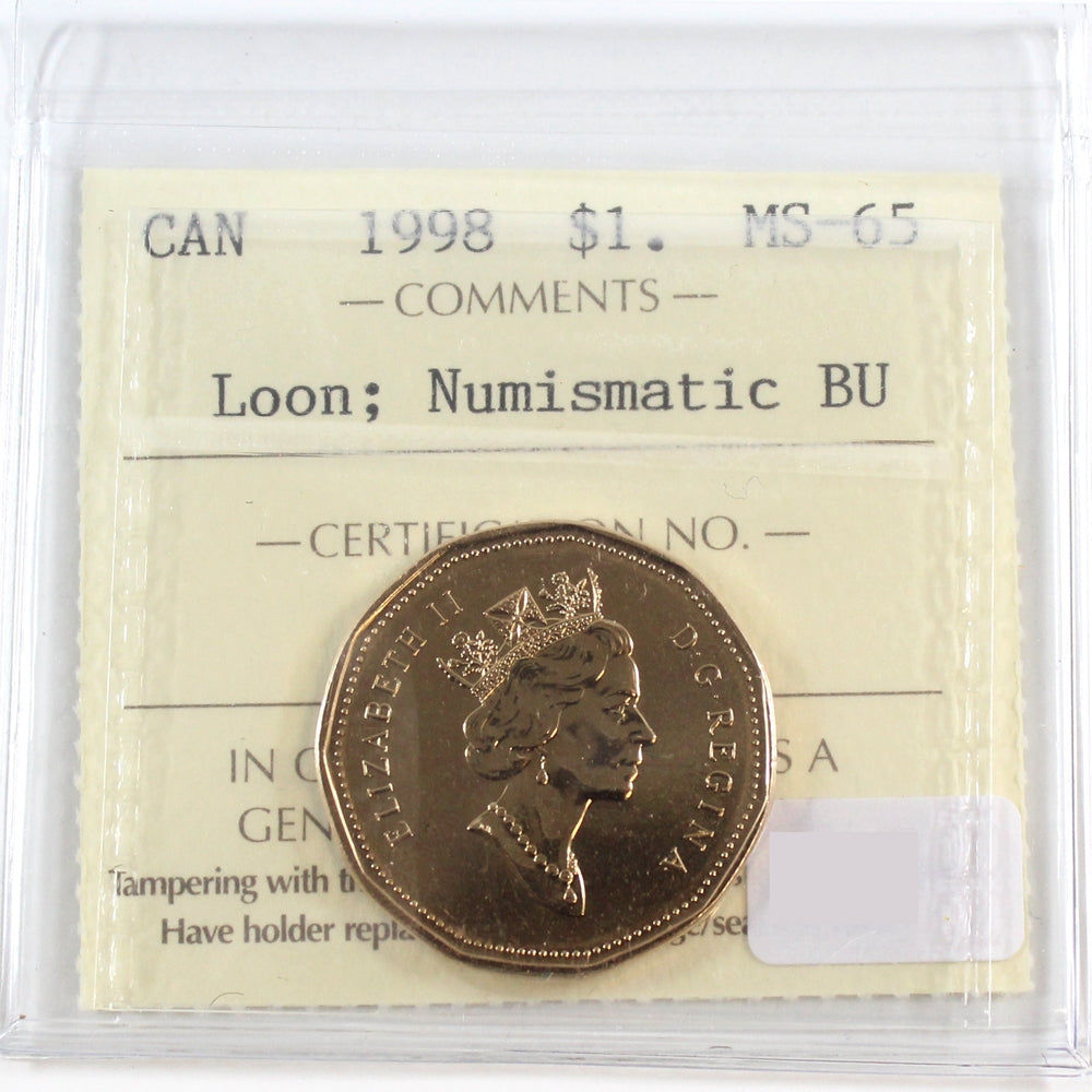 1998 Canada Loon Dollar ICCS Certified MS65 NBU