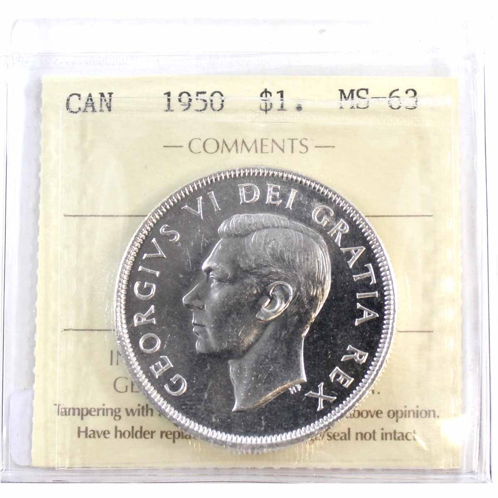 1950 Canada Dollar ICCS Certified MS63
