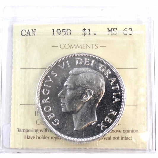 1950 Canada Dollar ICCS Certified MS63
