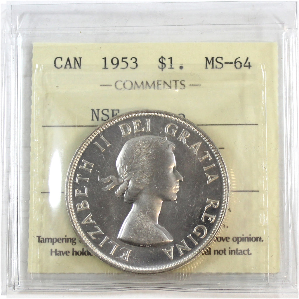 1953 NSF Canada Dollar ICCS Certified MS64 Cameo