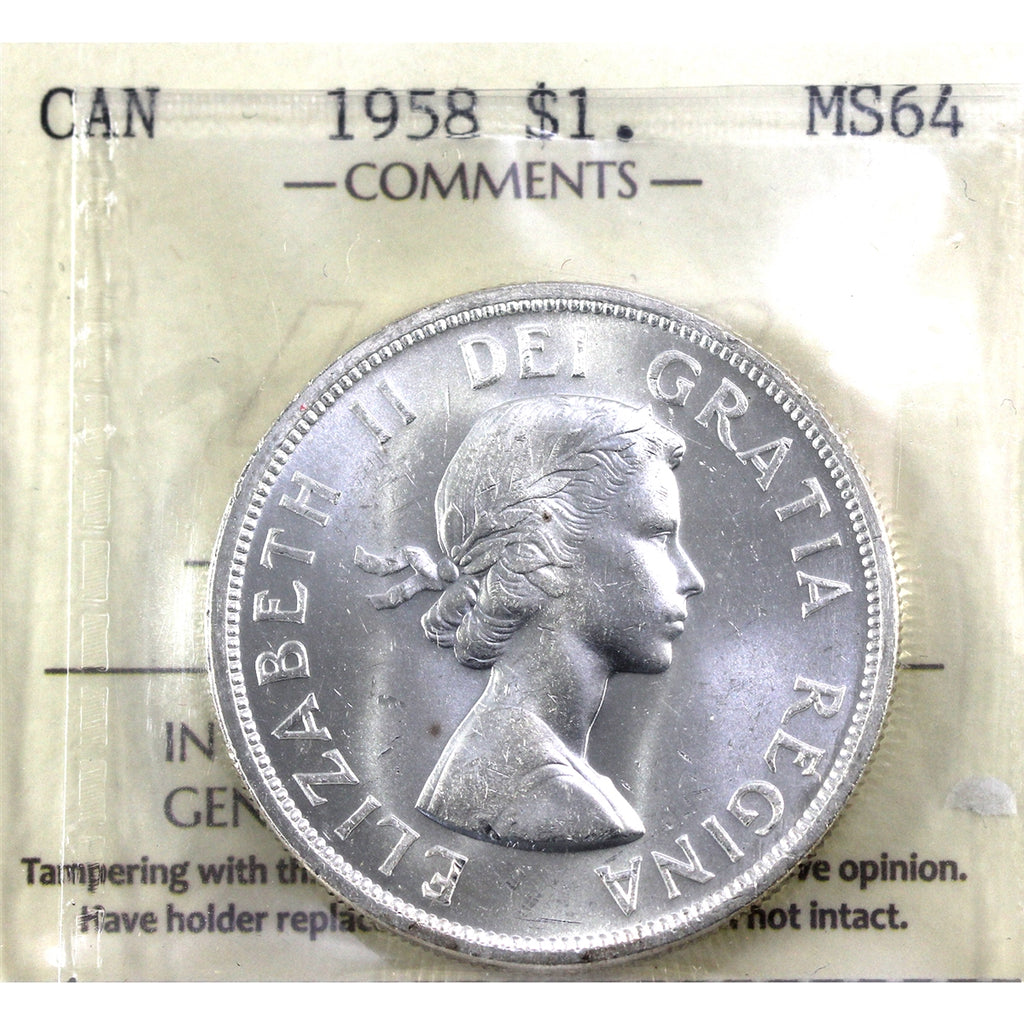 1958 Canada Dollar ICCS Certified MS64