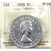 1958 Canada Dollar ICCS Certified MS64