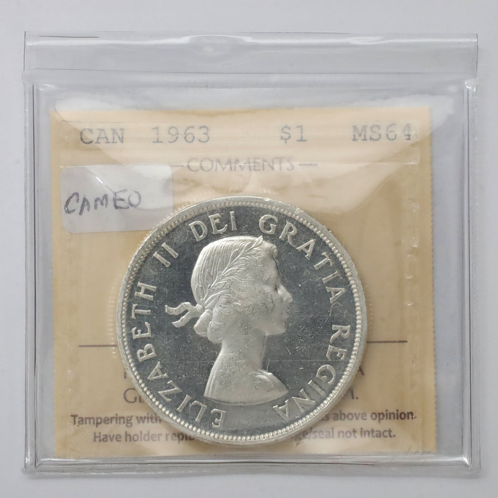 1963 Canada Dollar ICCS Certified MS64 Cameo (XKX 208)
