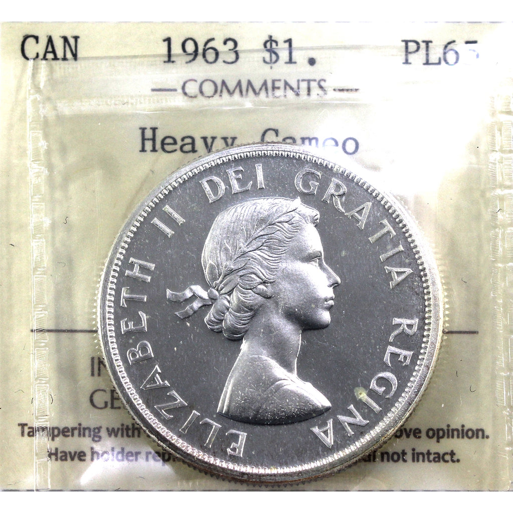 1963 Canada Dollar ICCS Certified PL65 Heavy Cameo