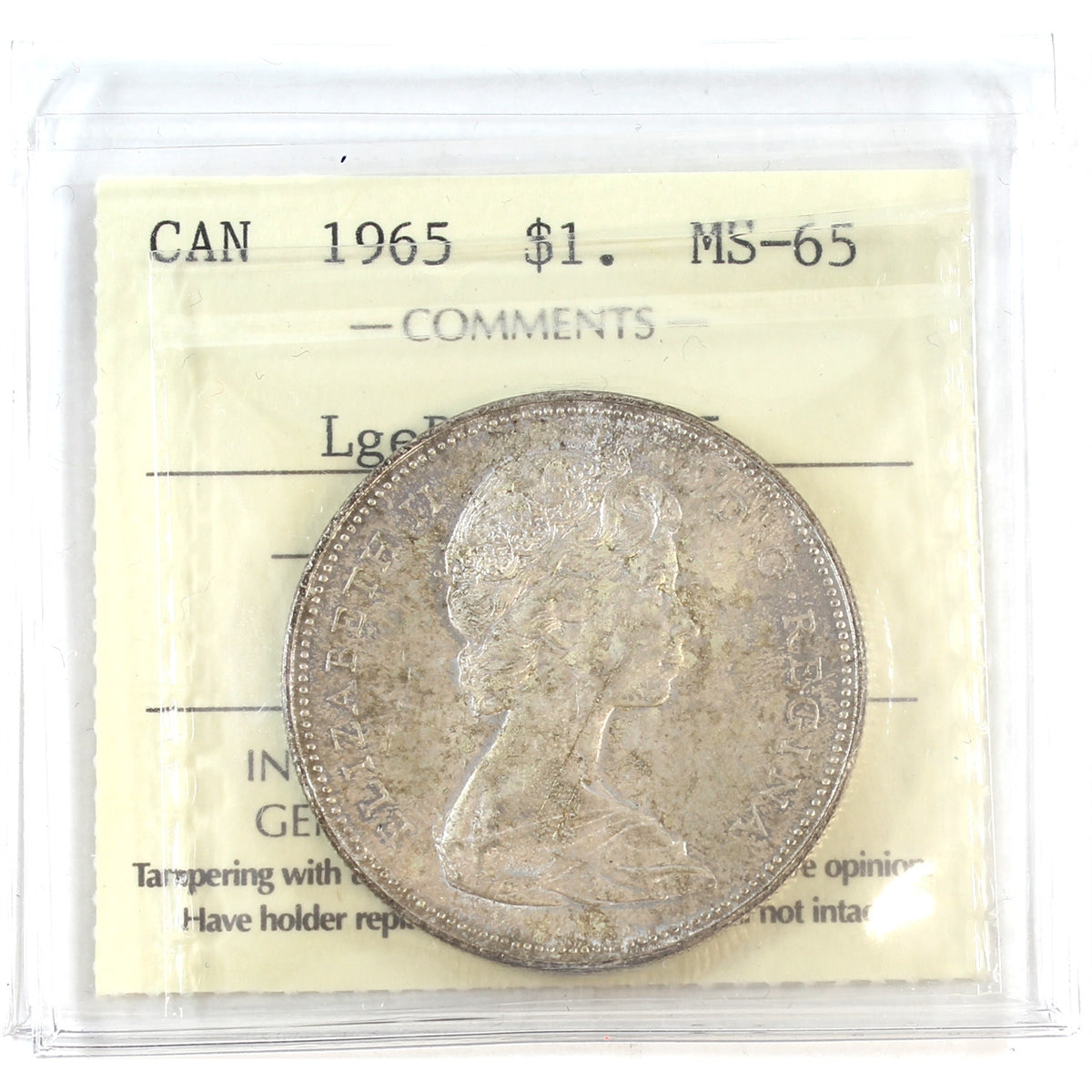 1965 Large Beads Blunt 5 (Type 3) Canada Dollar ICCS Certified MS65 (XDJ 380)