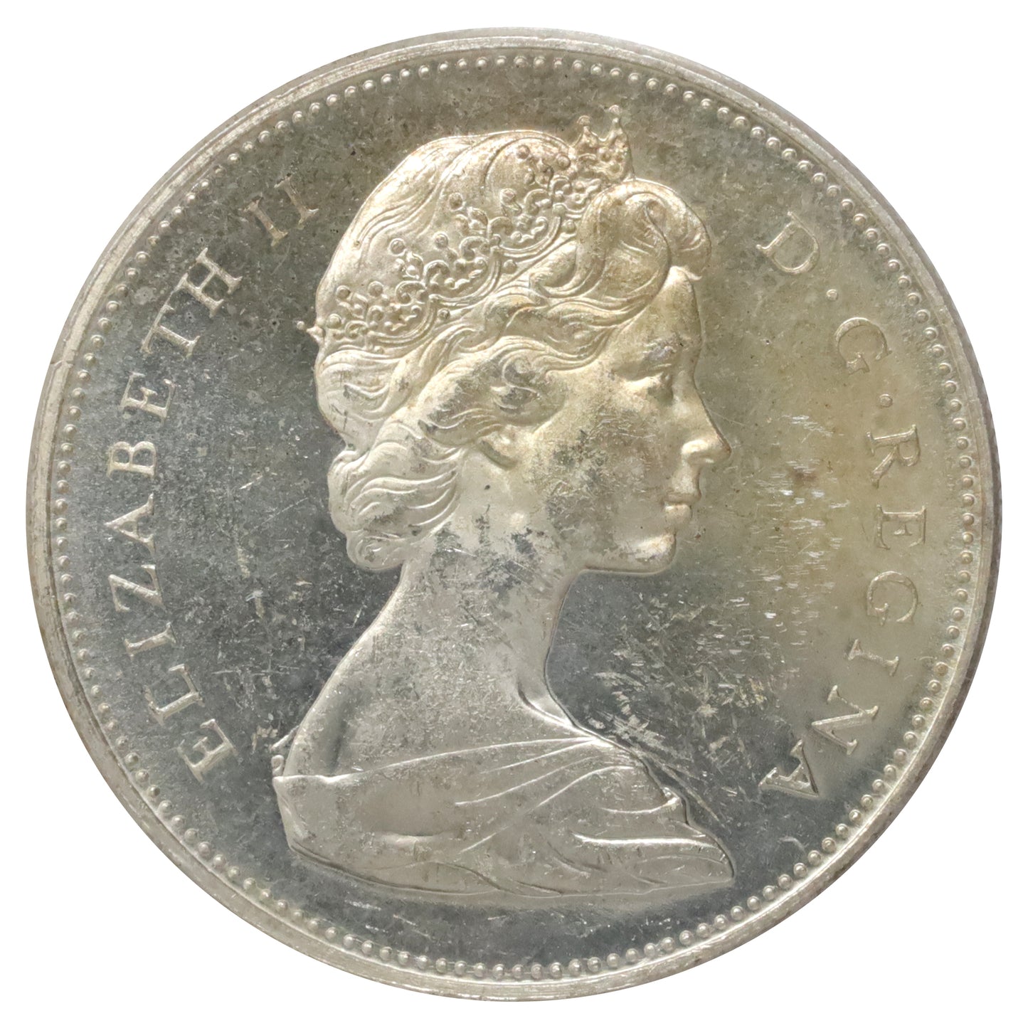 1965 Medium Beads Ptd. 5 (Type V) Canada Dollar ICCS Certified MS62 Cameo