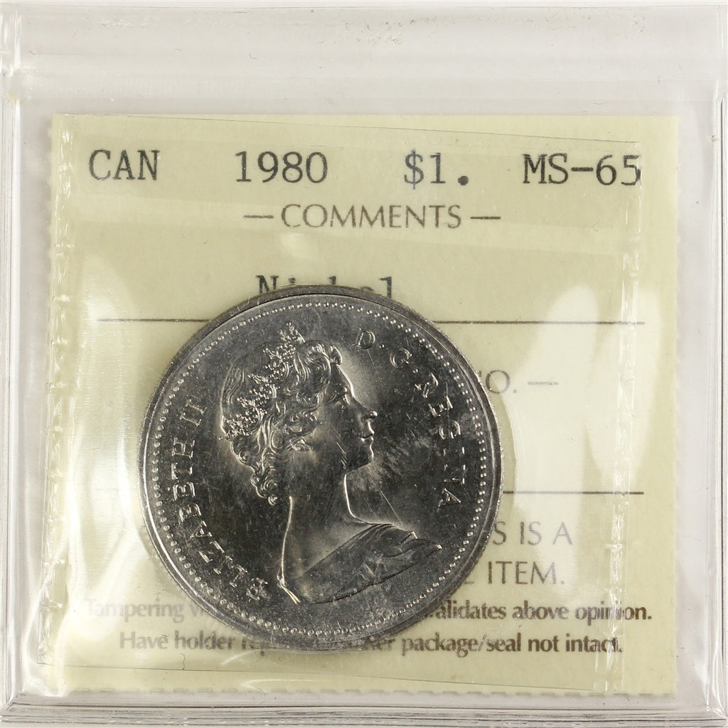 1980 Canada Nickel Dollar ICCS Certified MS65