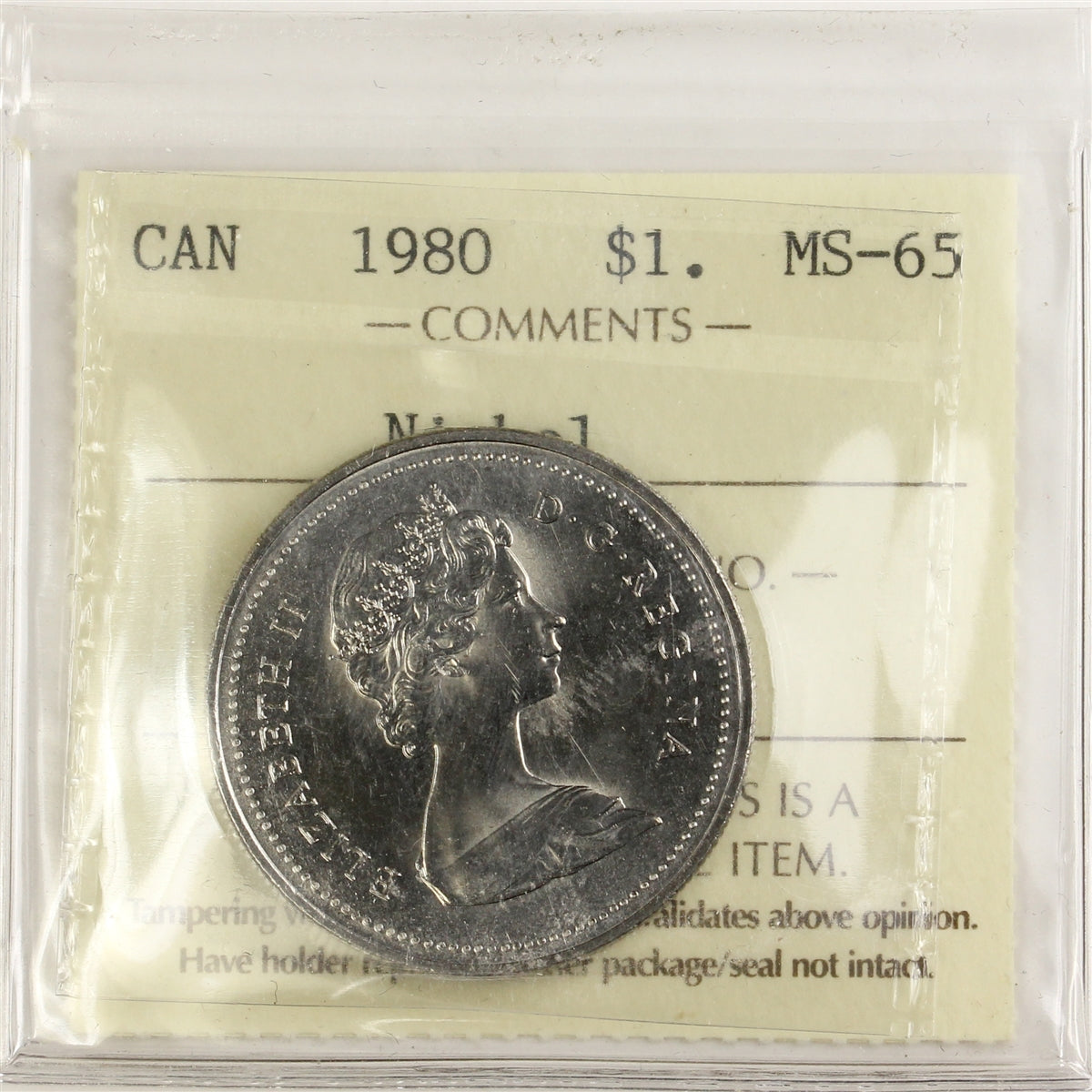 1980 Canada Nickel Dollar ICCS Certified MS65