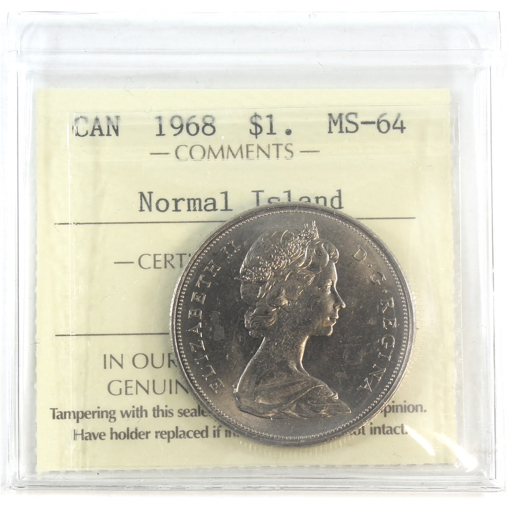 1968 Normal Island Canada Dollar ICCS Certified MS64