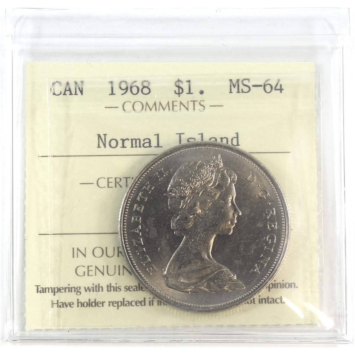 1968 Normal Island Canada Dollar ICCS Certified MS64