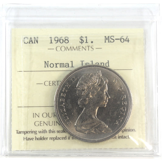 1968 Normal Island Canada Dollar ICCS Certified MS64