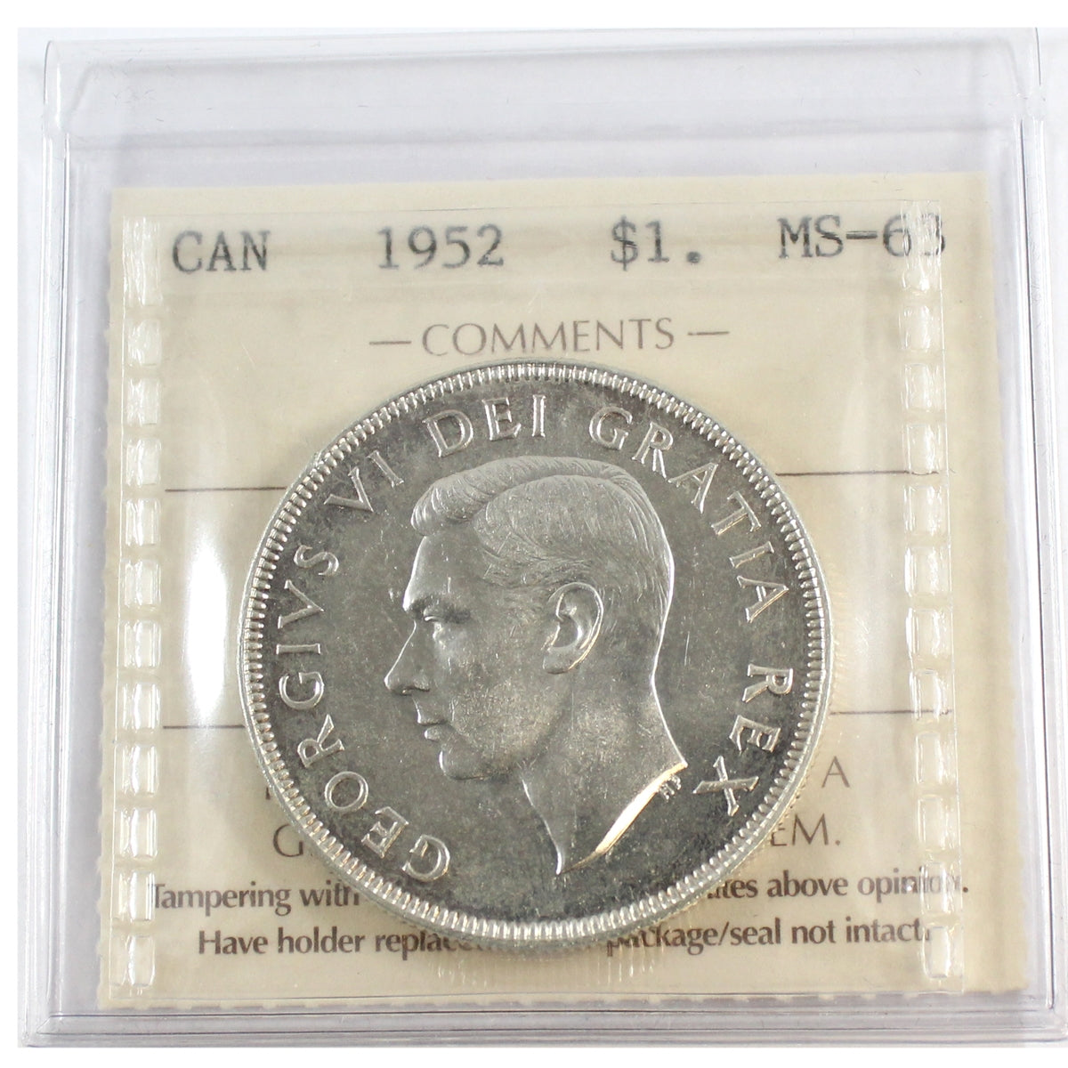 1952 NWL Canada Dollar ICCS Certified MS63