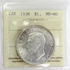 1938 Canada Dollar ICCS Certified MS60