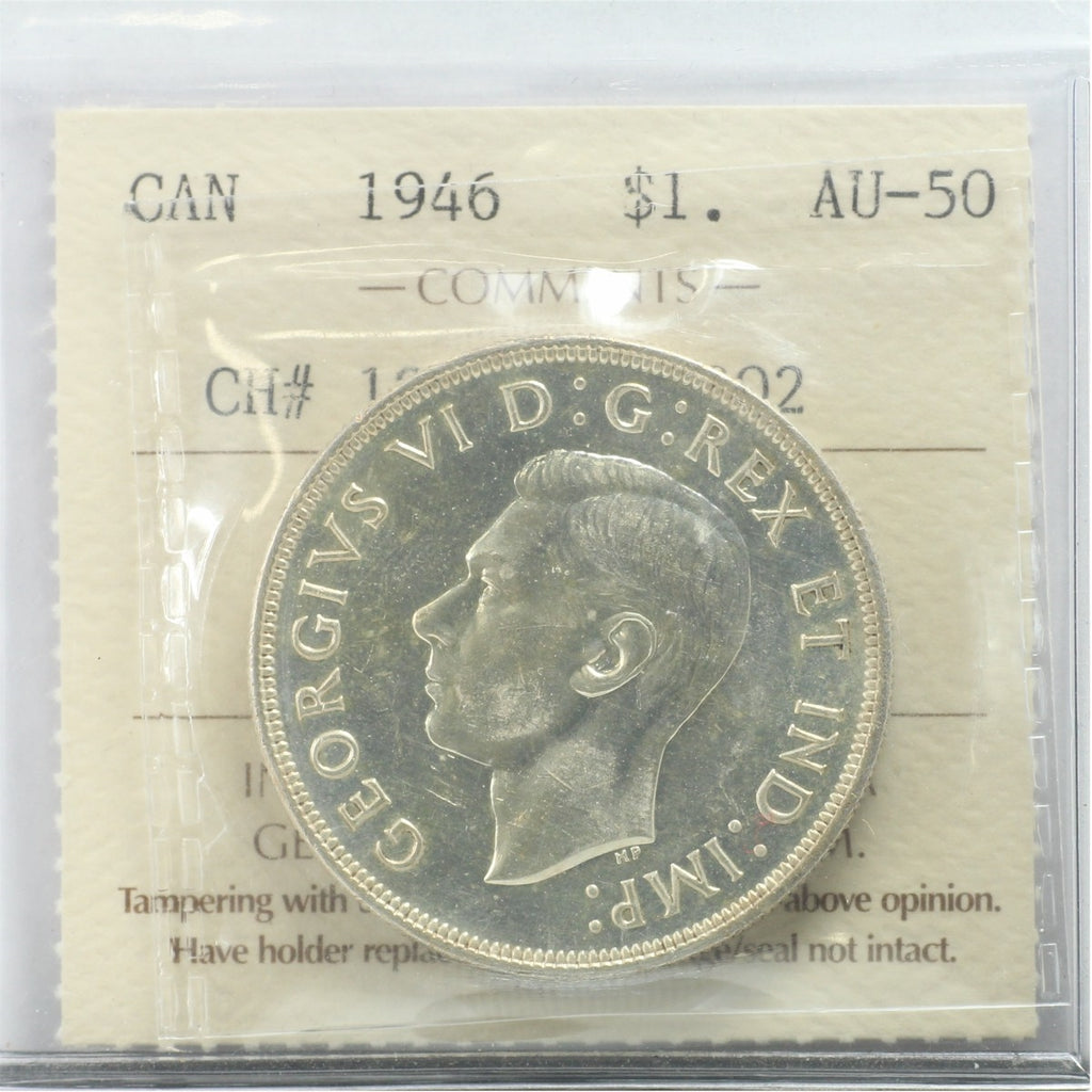 1946 Canada Dollar ICCS Certified AU50 CH #146; Rev-002 (BL 465)