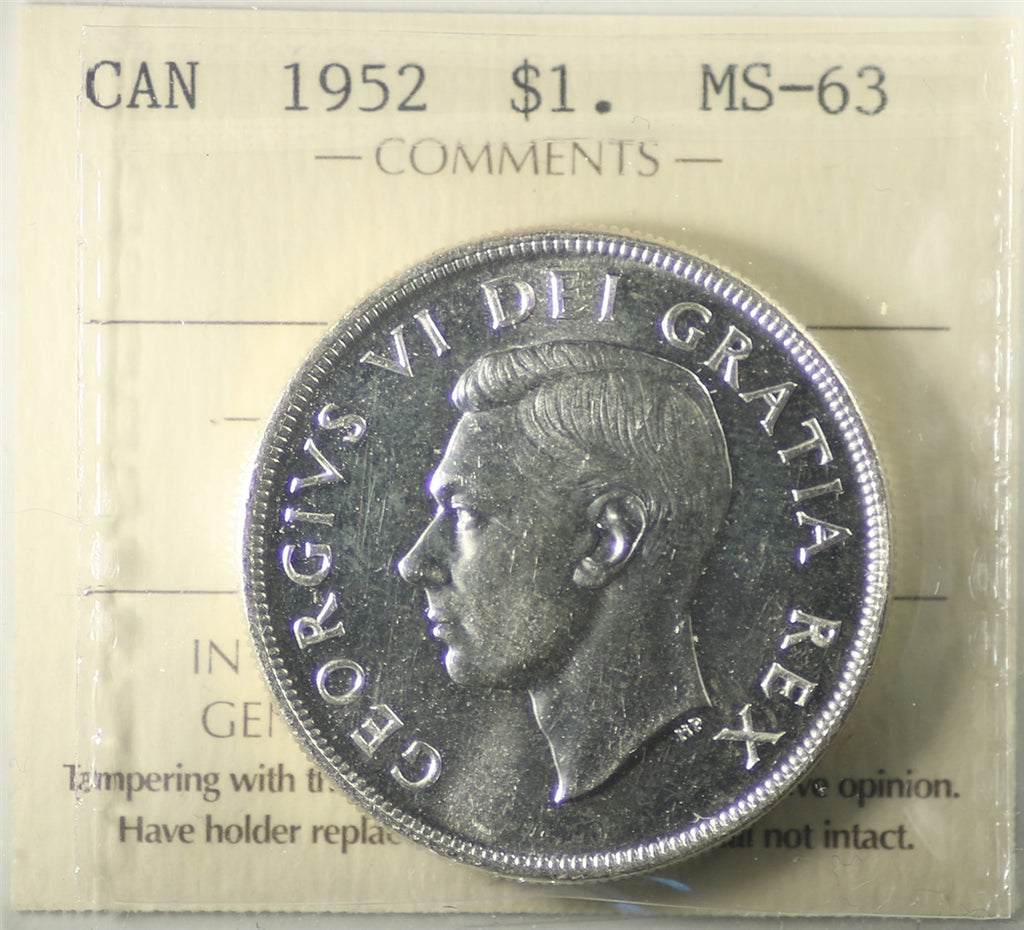 1952 SWL Canada Dollar ICCS Certified MS63