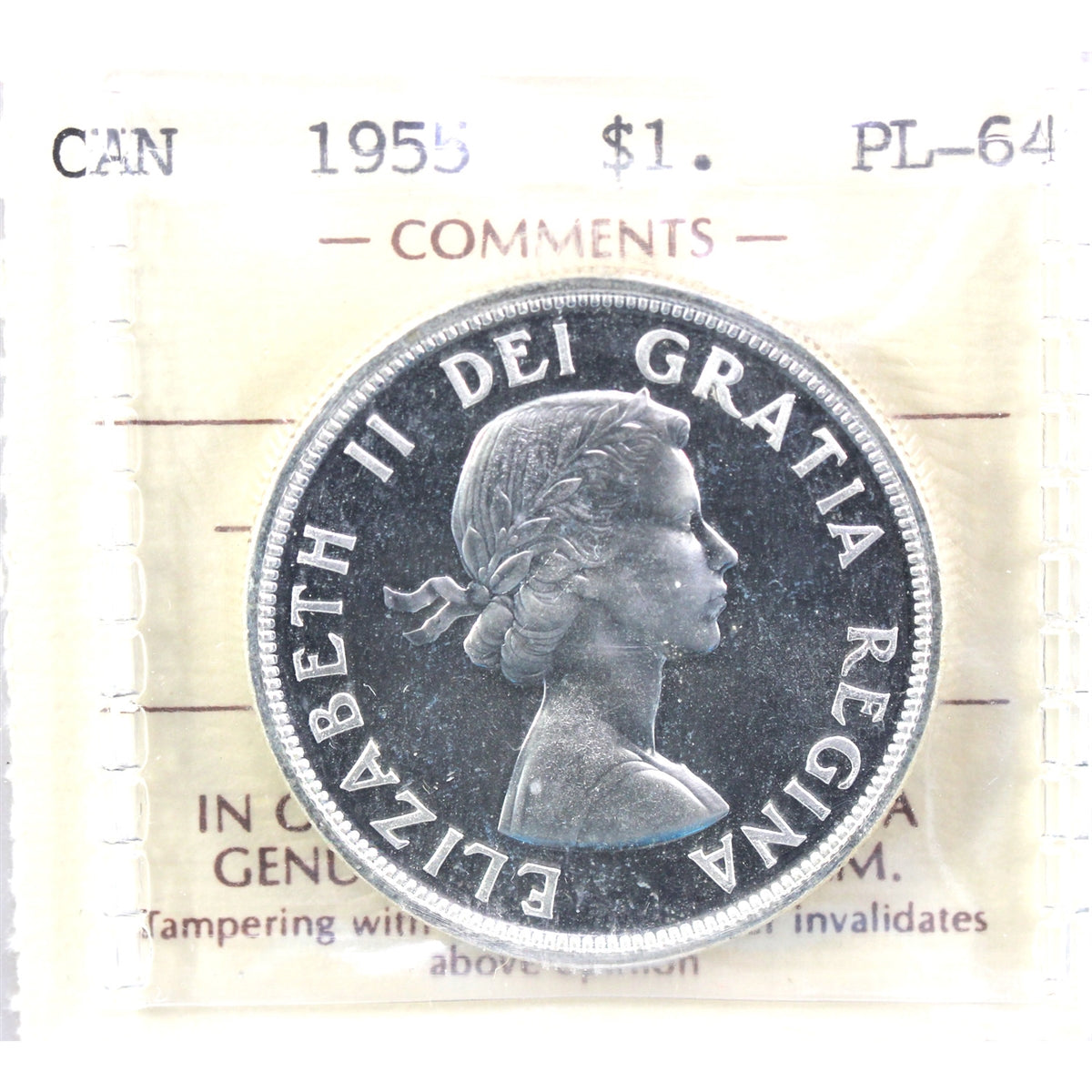 1955 Canada Dollar ICCS Certified PL64 Cameo