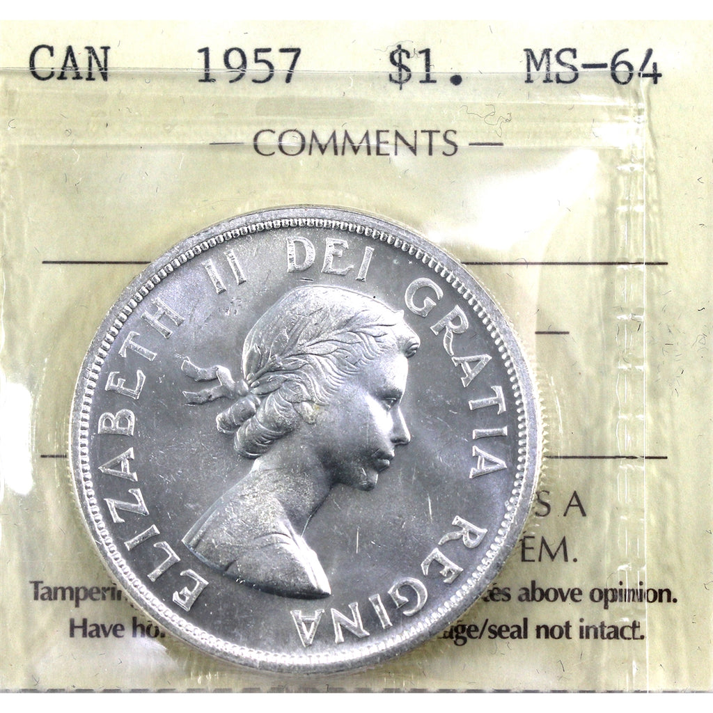 1957 Canada Dollar ICCS Certified MS64