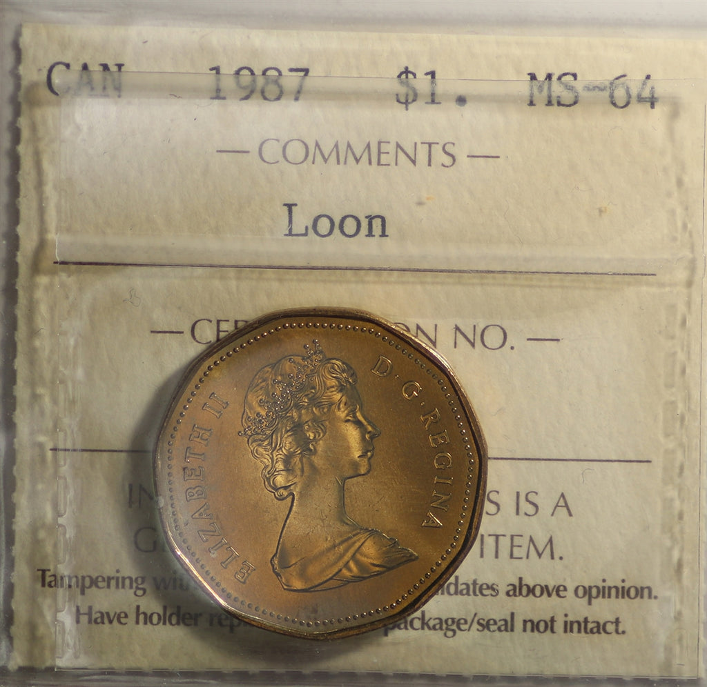 1987 Canada Loon Dollar ICCS Certified MS64