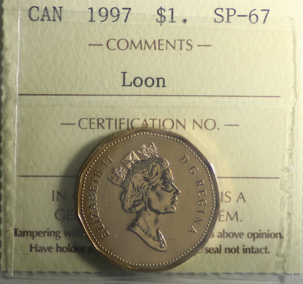 1997 Canada Loon Dollar ICCS Certified SP67