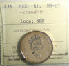 2000 Canada Loon Dollar ICCS Certified MS67 NBU