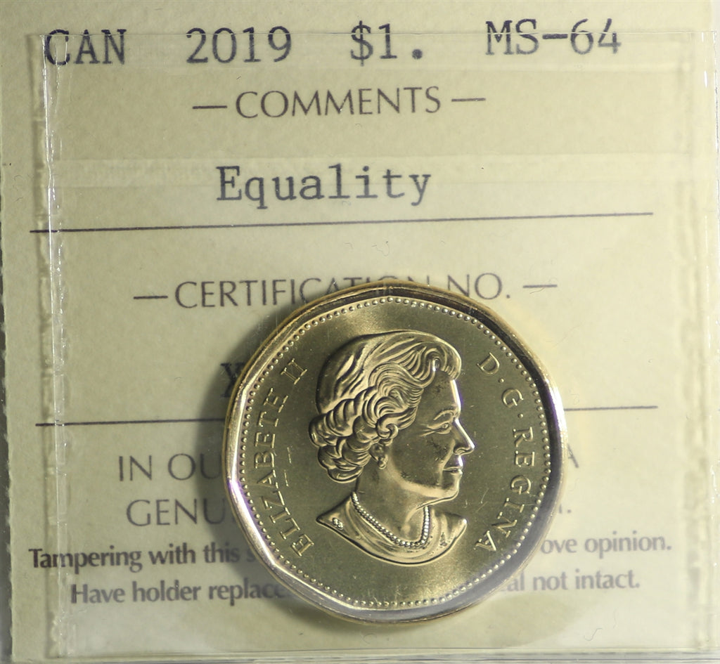 2019 Equality Canada Loon Dollar ICCS Certified MS64