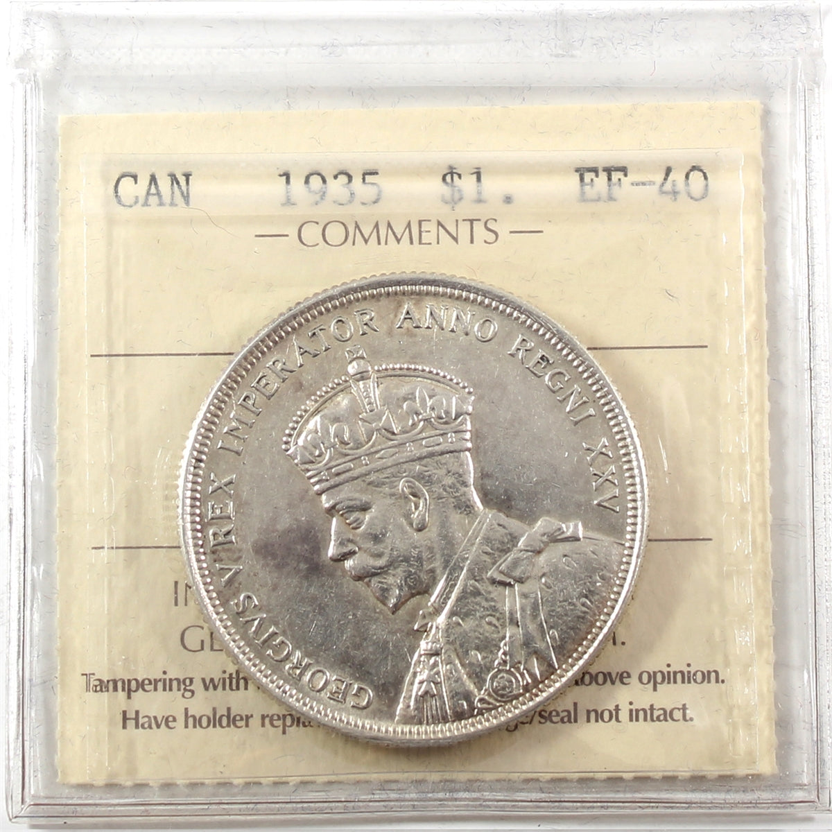 1935 Canada Dollar ICCS Certified EF40