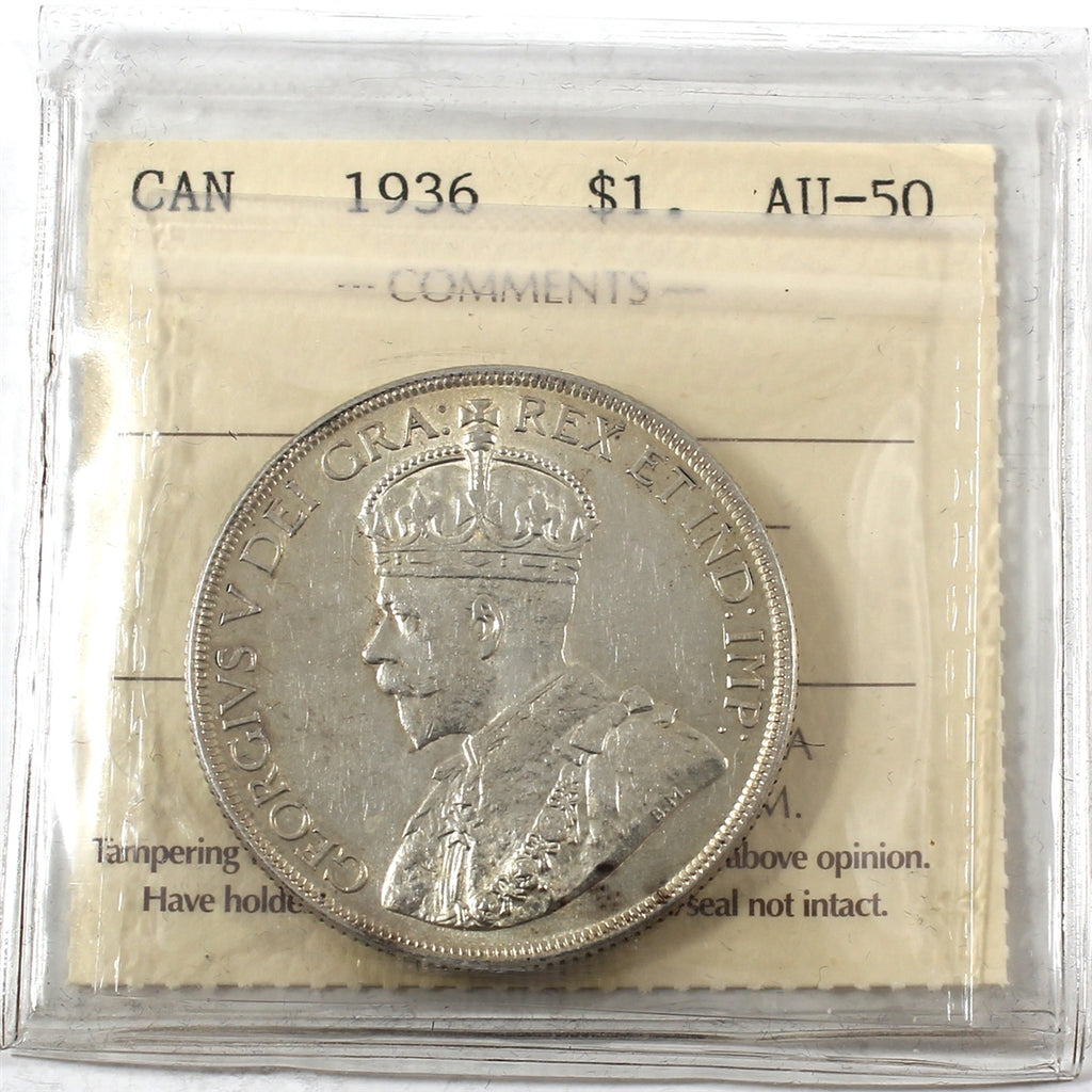 1936 Canada Dollar ICCS Certified AU50