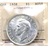 1938 Canada Dollar ICCS Certified AU58