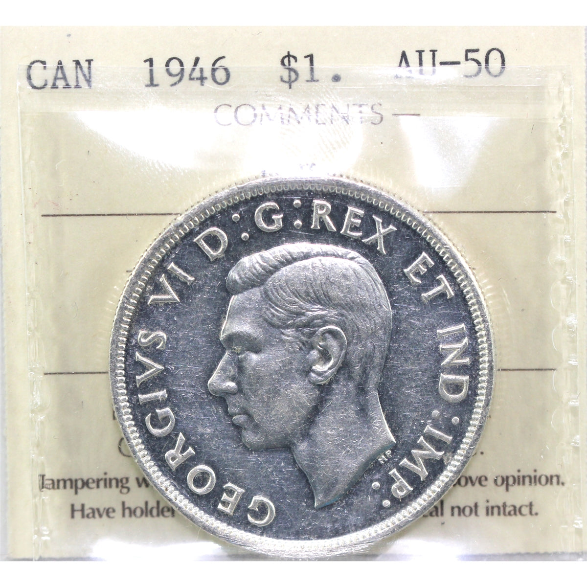1946 SWL Canada Dollar ICCS Certified AU50