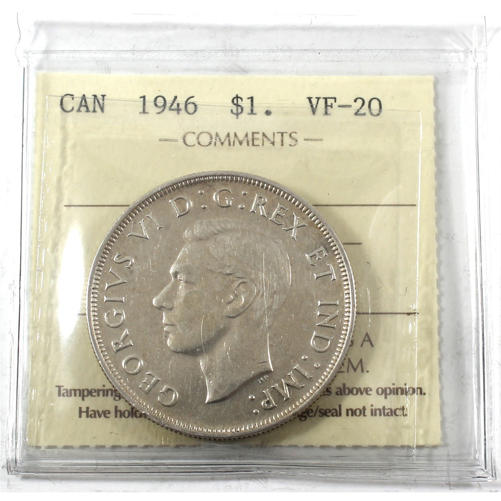 1946 Canada Dollar ICCS Certified VF20