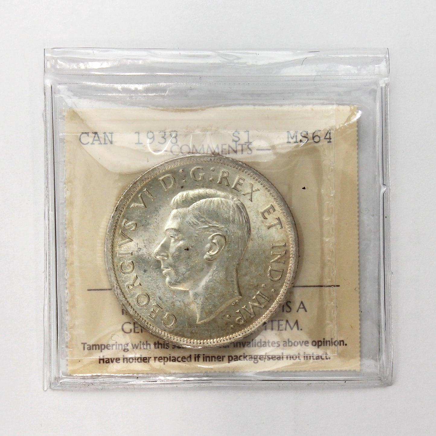 1938 Canada Dollar ICCS Certified MS64 (XKX 159)
