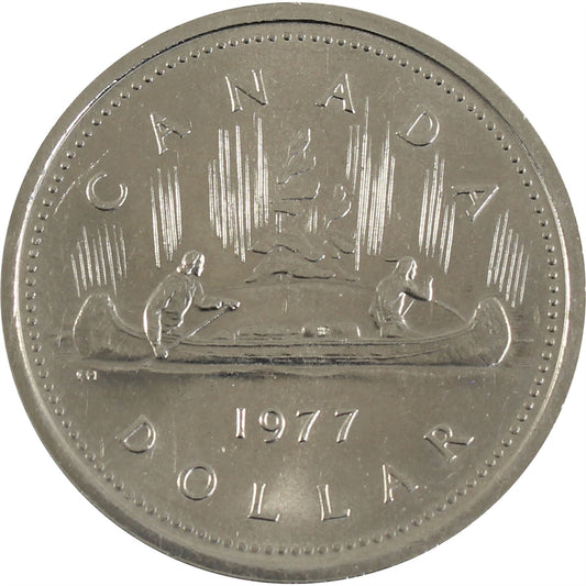 1977 Var. 3 Det. Jewel SWL Canada Nickel Dollar Almost Uncirculated (AU-50)