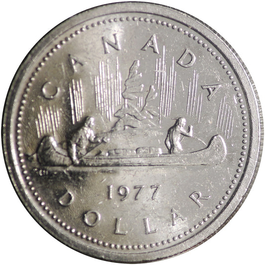 1977 Var. 2 Det. Jewel LWL Canada Nickel Dollar Almost UNC (AU50)