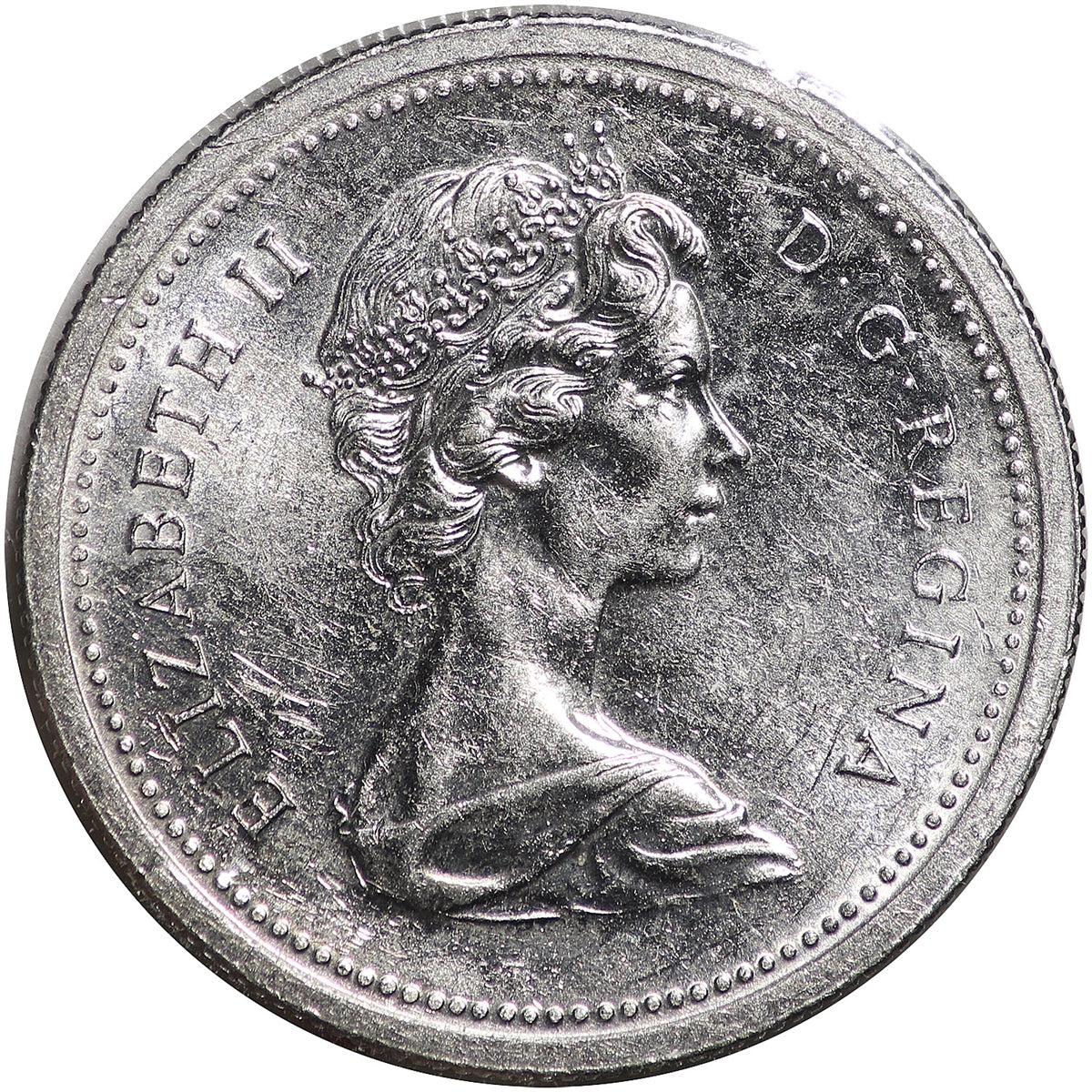 1977 Var. 2 Det. Jewel LWL Canada Nickel Dollar Almost UNC (AU50)